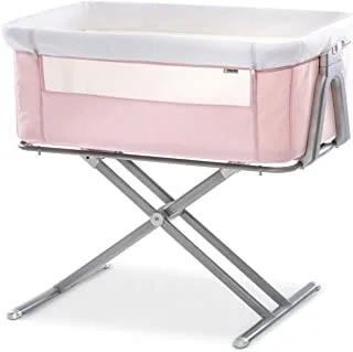 Hauck Face To Me Mini Co-Sleeping Cot For Babies From Birth To 9 Kg, With Mattress, Folding Side, AdjUStable In Height, Suitable For High And Low Beds, Foldable, Pink, 608524