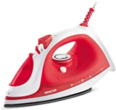 SENCOR - Steam Iron for Clothes, Easy to fill transparent water tank, Ceramic soleplate, 2200W, SSI 5420RD, 2 years replacement Warranty