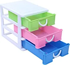 Kuber Industries Plastic Three Layer Drawer Storage Cabinet Box (Multi)