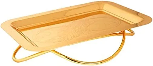 SOLETER Rectangle Tray with Iron Rectangle Infinity Stand | High Quality Stainless Steel & Warming Gift | Gold | Small