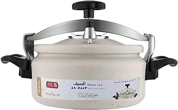 ALSAIF Aluminum Granite Pressure Cooker Short Height Size: 8 Liter Color: Pearl White Model: K98808/PW, 5 Years warranty