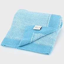 Pluchi Knitted Toy and Blanket Set, Medium Blue/Ivory