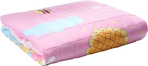 Compressed Comforter 3 Piece Set For Kids Single Size By Moon, Flowers Pink, Mixed Material