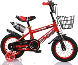 دراجة أطفال ZHITONG مزودة بعجلات تدريب فلاش وزجاجة مياه مقاس 12 بوصة ، أحمر ، مقاس S.