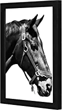 LOWHA horse head black and whitw Wall art wooden frame Black color 23x33cm By LOWHA
