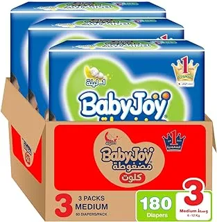 Baby Joy Culotte, Size 3, Medium, 6-12 Kg, Mega Box, 180 Diaper Pants