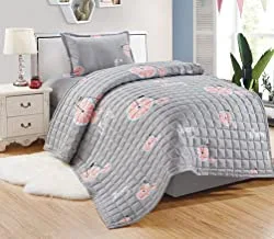 Kids Reversible 3Pcs Compressed Comforter Set, Soft Breathable Bedding Set For Boys And Girls, Single Size 150 X 200Cm, Modern,Trendy Print Design With Sqaure Box And Wrapping Edge Stitch, Multi-Color