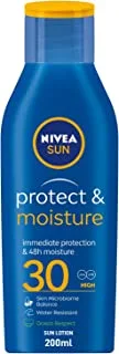 NIVEA SUN Lotion, UVA & UVB Sunscreen Protection, Protect & Moisture, SPF 30, 200ml