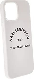 جراب Karl Lagerfeld من السيليكون الصلب بشعار RSG أسود لهاتف iPhone 12 Pro Max (6.7 بوصة) - أبيض