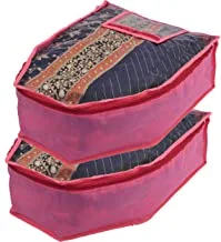 Kuber Industries Space Saver Closet Organizer|Foldable Clothes Cover|Wardrobe Organizer|Pack of 2 (Pink)
