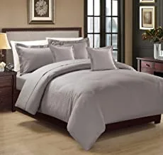 Hotel Stripe 5Pcs Comforter Set, King Size, Gray