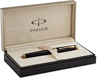 Parker Premier Rollerball Pen | Deep Black Lacquer with Gold Trim| Gift Box | 4608