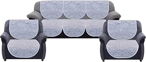 Kuber Industries 5 Seater Sofa Cover Set, 6 Pcs, Cotton, White, 70X29 Cm