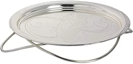SOLETER Round Tray with Iron Round Infinity Stand | High Quality Stainless Steel & Warming Gift | Silver | X-Large