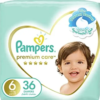 Pampers Premium Care, Size 6, Large, 13+Kg, Jumbo Pack, 36 Taped Diapers