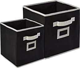 Heart Home Cloth Storage Box Unit|Closet Wardrobe Organizer|Baby Clothes Organizer|Storage Box For Toys, Clothes|Pack of 2|BLACK