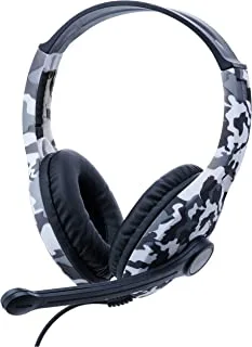 Grey Game Headset 3.5mm Camouflage Design Stereo Music Gaming Headphone With Mic Over-Ear Headphone-B11, Medium, Wired