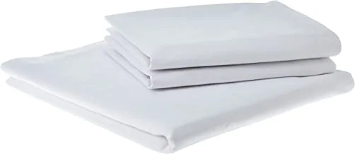 Morano Double/Full Flat Sheet 3Pc Set- 180Tc 100% Cotton Dyed Percale, Size : 220 X 240 Cm + 2Pc Pillowcase 50 X75Cm, White