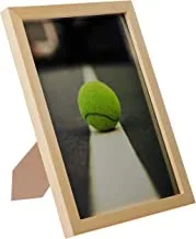 كرة تنس LOWHa خضراء على الملعب مع لوحة خشبية مؤطرة جاهزة للتعليق للمنزل ، غرفة النوم ، غرفة المعيشة والمكتب ، ديكور المنزل مصنوع يدويًا ، لون خشبي 23 × 33 سم من LOWHa
