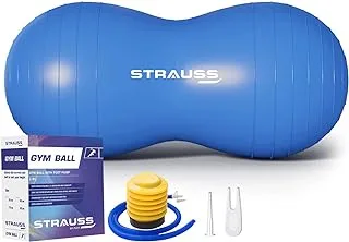 STRAUSS Anti-Burst Peanut Shape Gym Ball With Foot Pump, (Blue)