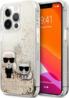 جراب CG MOBILE Karl Lagerfeld سائل لامع كارل و Choupette لهاتف iPhone 13 Pro (6.1 بوصة) - ذهبي