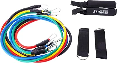Fitness World 11-Piece Set Of Tubes, Belts And Resistance Bands For Pilates And Fitness Exercises With Bag multicolor 2020