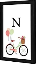 LOWHA LWHPWVP4B-188 N letter bike balloons Wall art wooden frame Black color 23x33cm By LOWHA