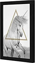 LOWHA uncorn horse grey Wall art wooden frame Black color 23x33cm By LOWHA