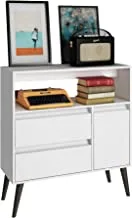 Brv Moveis TV Table with One Shelves and Two Drawers and One Cabinet for 42 in ch TV - White (H 95.5 cm X W 90 cm X D 35 cm)