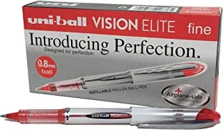 Uni-Ball Vision Elite Ub-200 Rollerball Pen - Red, Box of 12