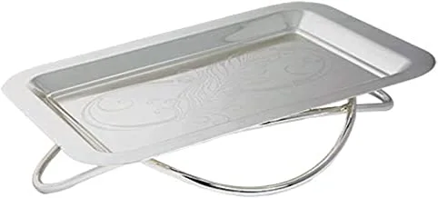 Soleter Rectangle Tray with Iron Rectangle Infinity Stand | High Quality Stainless Steel & Warming Gift | Silver | Small