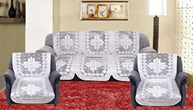 Kuber Industries Cotton Furniture Protector Cover|Sofa Slip Cover Set|5 Seater Sofa cover|Couch Cover Set of 6 (Cream)