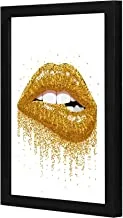 Lowha Golden Lips Wall Art Wooden Frame Black Color 23X33Cm By Lowha