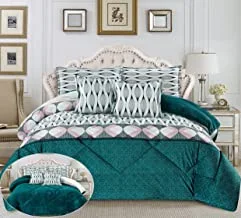 Moon Soft, Warm And Fluffy Winter Velvet Fur Comforter Set, 6 Pcs Cozy Bedding Set, Solid Color & Modern Trendy Stitched Design, King Size 220 X 240 Cm, White