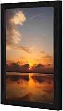 LOWHA A Beautiful View of Sunset Wall art wooden frame Black color 23x33cm By LOWHA