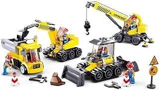 Sluban Town Series - Construction Site Building Blocks 465 PCS with 4 construction Vehicles - For Age 6+ Years Old