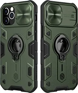 جراب Nillkin متوافق مع جراب iPhone 12 Pro Max [2021 [Slider Camera Cover] [Ring Kickstand] جراب هاتف صلب ممتص للصدمات من الدرجة العسكرية CamShield لهاتف iPhone 12 Pro Max 6.7 بوصة أخضر
