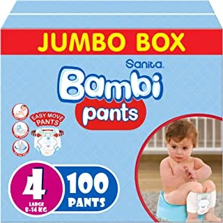 Sanita Bambi Pants, Size 4, Large, Jumbo Box, 100 Diapers