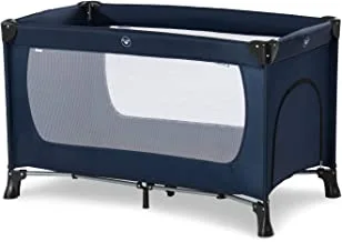 Hauck Travel Cot Dream N Play Plus/for Babys and Toddlers from Birth up to 15 kg / 120 x 60 cm/Side Hatch/Light/Foldable/Compact/Transport Bag Included/Navy Blue