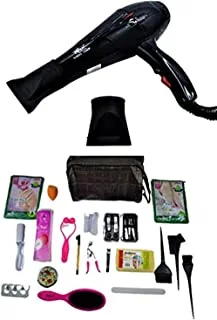 Max Elegance Set Of Beauty Bag Tools With Hair Dryer, Hair Care, Skin Care And Nail Care, 29 Pieces - Pack Of 1