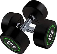 Apus Polyurethane Rubber Round Dumbbells For Strength And Isolation Training Rubber Dumbbells With Solid Steel Handle Fitness Equipment Sold In Pairs 2.5 To 50 Kg Prosports 15 Kg, Black