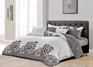 Cozy And Warm Winter Velvet Fur Comforter Set, Single Size (160 X 210 Cm) 4 Pcs Soft Bedding Set, Over Sized Rose Printed Floral Pattern, MG, Brown
