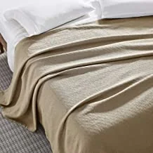 Krp home 100% cotton, soft premium thermal blanket/throw lightweight and breathable leno weave - perfect for layering any bed for all-season - beige - king size (274 x 228 cm)