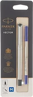 PARKER 9480 Vector Stainless Steel Rollerball Pen in Blister Card, Multicolor