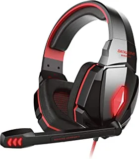 Datazone G4000 Stereo Gaming Headset With Microphone For Laptop And Smartphone, 3.5Mm Jack With Headphone For Gaming With Volume Control (Red), Medium, Wired
