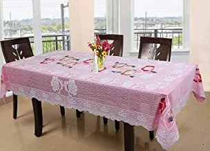 Kuber Industries Floral Cotton 6 Seater Dinning Table Cover - Pink (Ctktc03518)
