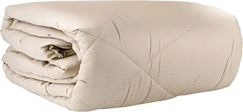 Hotel Linen Klub 7Pc King Comforter Set, 100% Cotton Dobby Box Sateen, 250Gsm Soft Fiber Filling, 240 X 260 Cm, Beige