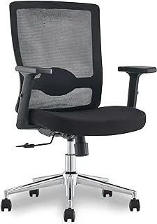 كرسي مكتب Mahmayi Sleekline T01B - كرسي شبكي مريح لكابينة المكتب - كرسي مكتب قابل للتعديل بعجلات دوارة (أسود متوسط) SLT01BMBLK