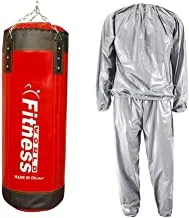 Fitness World Boxing Training Bag Size 100 cm-FW026- Red with Sauna Suit