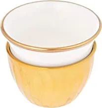 Soleter Cawa Set of Arabic Porcelain Coffee Cups | Traditional Design | White & Gold | Set of 6